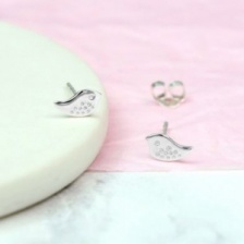 Sterling Silver Dainty Bird Stud Earrings by Peace of Mind